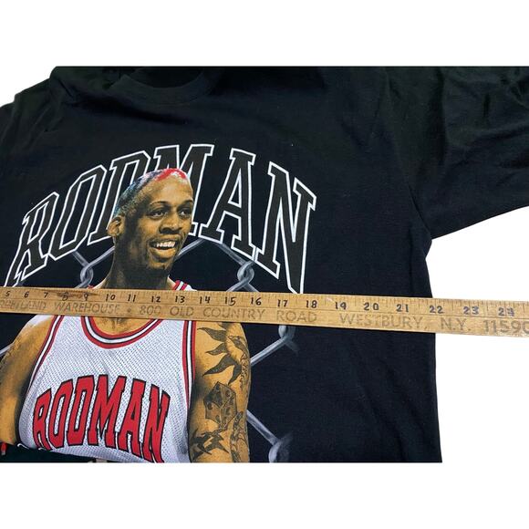 Dennis Rodman t shirt mens Large black Big Print Chicago Bulls NBA - Picture 4 of 8